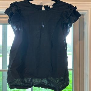 A New Day Black Top with Beautiful Sleeve Details